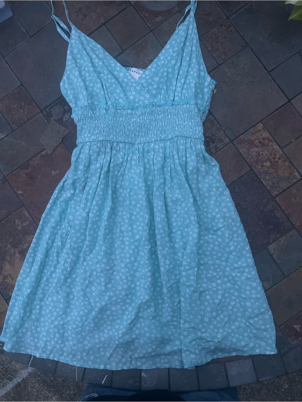Aeropostale Light Blue Floral Smocked Sundress